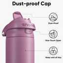 ENCOOL Leakproof Insulated Water Bottle with Straw Dual-Sip Water Bottle Bag-Safe Design for Work, Commute & Gym – Keeps Drinks Cold All Day, 24 oz, Mountbatten Pink