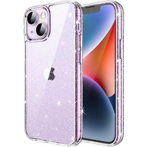 JETech Glitter Case for iPhone 14 6.1-Inch, Bling Sparkle Shockproof Phone Bumper Cover, Cute Sparkly for Women and Girls (Clear)