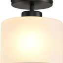 Semi Flush Mount Ceiling Light, Modern Kitchen Lighting Fixtures Ceiling, Rustic Ceiling Light Fixtures, Ceiling Lights with Glass Shade for Hallway Foyer Entryway Bedroom (1 Pack, 1 Pack Milk Glass)