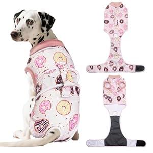 KAROKU Dog Surgery Suit, Breathable Surgical Recovery Suit for Female Spay Male Neuter, Anti-Licking Surgical Recovery Suit for Abdominal Wounds Skin Disease, Pink, Medium