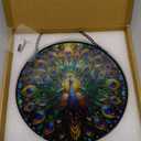 Stained Glass Window Hanging, LAOWEIKI 8'' Peacock Suncatcher, Stained Glass Ornament, Suncatchers for Windows Hanging, Window Decor, Outdoor or Indoor, Gifts for Women, Lovers, Couple, Friend, Bestie