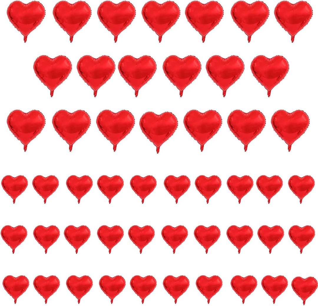 50 Pcs Red Heart Balloon 20 Pcs 10 inch Foil Balloon 30 Pcs 5 inch Mini Balloon for Wedding Bridal Shower Anniversary Valentines Day Engagement Marriage Party Decorations Supplies