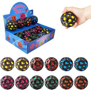 Bouncy Ball, Colorful Big Super Bouncy Astro Balls, Extreme High Bouncing Balls for Kids,Fun Kids Lightweight Foam Jump Balls for Outside, Improve Hand Eye Coordination Ability (12 Pack) (black polka dots)
