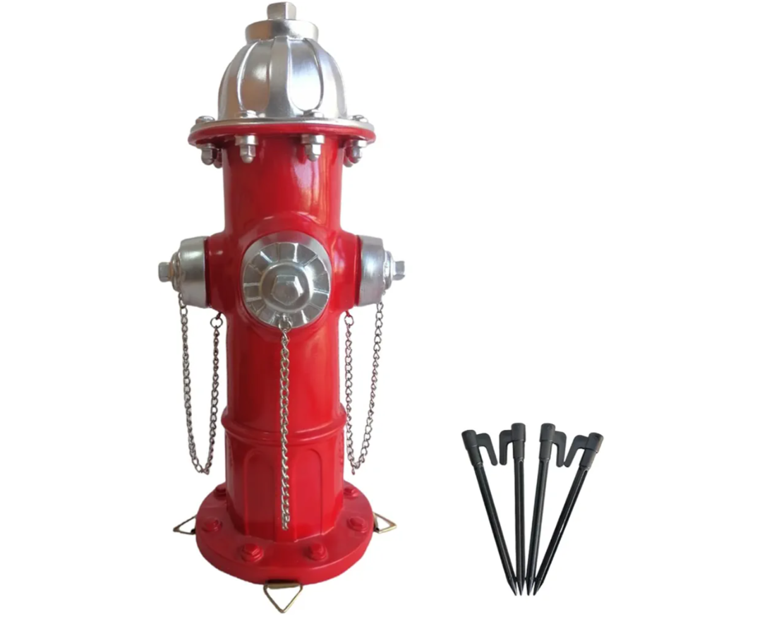 Fire Hydrant for Dogs to Pee On: Dog Fire Hydrant Pee Post Outdoor - 13" Training Post Statue for Yard Garden (Red-Silver)