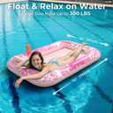 Inflatable Tanning Pool Lounger Float with Protection Tarp, 70" x 46" Pool Floats Adult with Pillow, 6 in 1 Suntan Tub Raft Floatie, Sunbathing Water Bed Lounge Blow Up Kids Ball Pit Party Gifts-Pink, Large