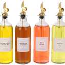 Molimoli Oil and Vinegar Dispenser with Metal Pour Spout, Weighted Pourer, Glass Bottle Dispenser for Kitchen, Olive Oil Cruet, Glass Olive Oil Bottle | 500ml, Set of 4 (Gold)