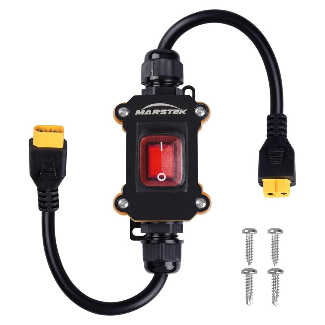 12V Inline Power Switch, IP67 Waterproof XT60 to XT60 Cable with On/Off Switch, 14AWG Heavy Duty Quick Connect/Disconnect for Solar Panels, RVs, Motorcycles, and More