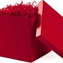 Hallmark Medium Gift Box with Lid and Shredded Paper Fill (Red 7 inch Box) for Birthdays, Graduations, Anniversaries, Christmas, Valentine's Day, All Occasion