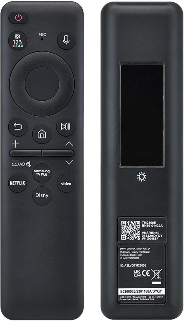 Original Voice Remote Control - BN59-01455A Solar Charging Remote Control for Samsung NEO QLED Crystal UHD Smart TV. Support Voice Command