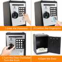 Lyght Mini ATM Savings Bank for Real Money, Electronic Voice Piggy Banks, Fingerprint Password, Kids Safe Box, Cool Stuff Gift for Boys and Girls Silver/Black