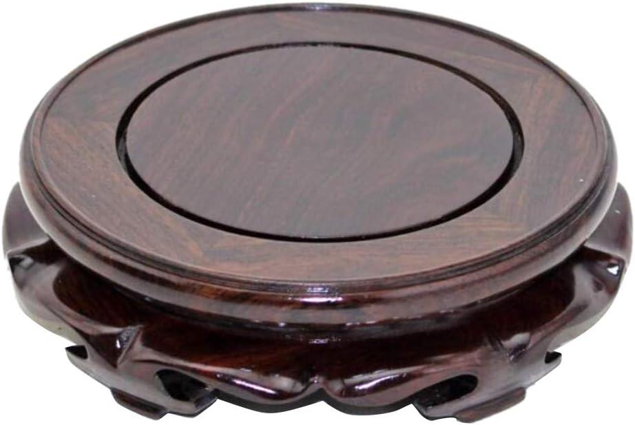 Oriental Furniture Wooden Display Stand Base Lotus Pedestal Vase Base Table Lamp Teapot Base Black Catalpa Furniture Stable Home Decoration Size4 (5.43x1.78in)