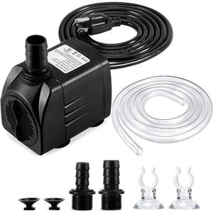 CWKJ Fountain Pump, 400GPH Submersible , Durable 25W Outdoor Water Pump with 6.5ft Power Cord, 3 Nozzles for Aquarium, Pond, Fish Tank, Water Pump Hydroponics, Backyard Fountain