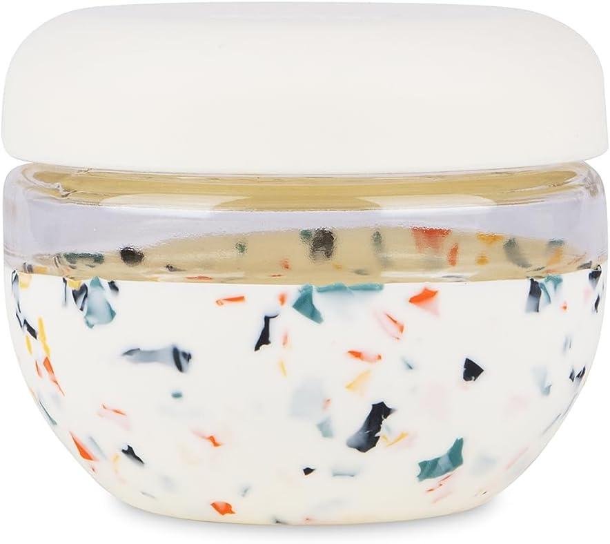 W&P Porter Seal Tight Glass Food Storage Container with Lid, Terrazzo Cream 16oz, Leak & Spill Proof Meal Prep Container, Microwave & Dishwasher Safe, Borosilicate Glass (16 oz)