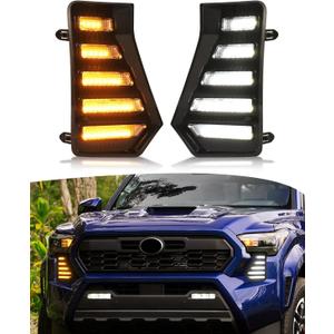 LED Fog Lights Kit for 2024 2025 2026 Toyota Tacoma DRL Daytime Running Lights Amber Turn Signal Front Bumper Lamps 4th Gen Toyota Tacoma Accessories (Horizontal clause)