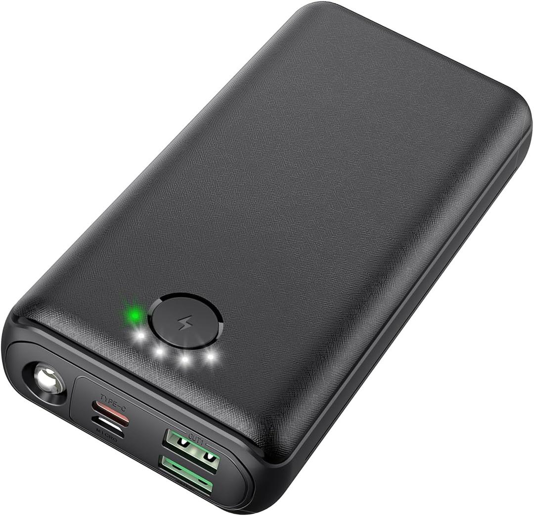 Portable Charger Power Bank 27000mAh USB C 22.5W Fast Charging External Battery Pack PD QC4.0 with Flashlight 3 Outputs & 2 Inputs Battery Bank for iPhone Samsung Galaxy iPad etc (Black)