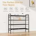 VILICK 4-Tier Shoe Rack 33" Wide Metal Shoe Organizer Long Shoe Storage with 4 Side Hooks Sturdy Shoes Shelf for Closet, Front Door Entrance, Garage, Dorm, Black