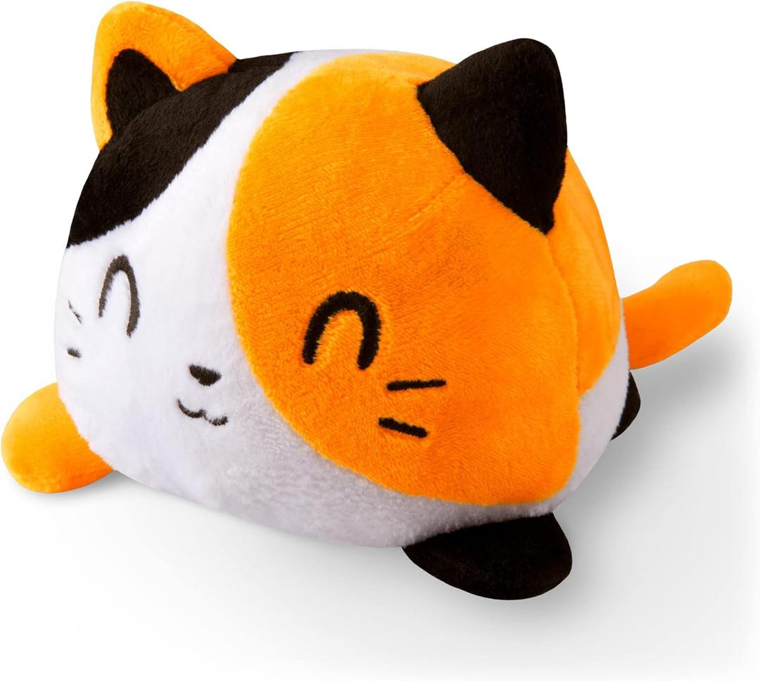 TeeTurtle Reversible Cat Plushie 4-Inch Calico Two-Sided Flip Plush Toy with Embroidered Details - Cute Mini Collectible Plush for Kids, Teens, and Adults