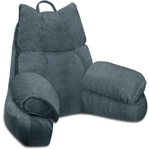 RRPAHWTV Reading Pillow for Bed with High Arm Rests ,Back Support Pillow for Sitting Up in Bed with Shredded Memory Foam for Reading, TV, Gaming or Relaxing on FloorCharcoal Gray, Large (Large-For heights over5'3"-Weight6.83 lbs)