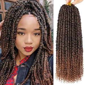 Xtrend 8 Packs Pre-twisted Passion Twist Crochet Hair 18 Inch Natural Black Pre-looped Crochet Braids Hair For Women Bohemian Synthetic Passion Braiding Hair Extension (8packs, T30#)