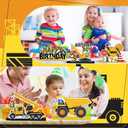 2 x 6 Pcs Construction Birthday Party Wooden Table Centerpiece Yellow Truck Construction Sign Wood Excavator Table Topper Decorations for Baby Shower Truck Birthday Party Supplies