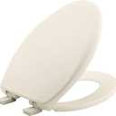 Mayfair Aurora Slow Close Toilet Seat, Easy Clean Hinges and Adjustable Perfect Fit Plastic Seat, Made in USA, Elongated, Biscuit