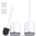 Lefree 2 Pack Silicone Toilet Bowl Brush and Holder Set with Ventilated Holder, Floor Standing & Wall Mounted Toilet Scrubber (Gray)