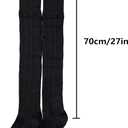 Womens Thigh High Socks Extra Long Cotton Knit Thick Ribbed Over Knee Stockings with Diamond Pattern (One Size, Black)