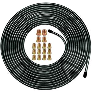 MuHize Brake Line Tubing Kit 1/4 inch 25 Ft. with 16 Fittings - Rust-Proof PVF Coated Steel Roll - Flexible Fuel & Transmission Line for Cars, Trucks, SUV - Fits Ford, Chevy, Dodge, Honda