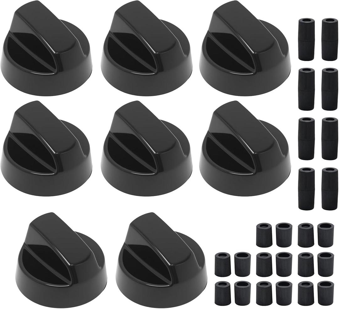 8 Pack Control Knobs with 24 Adapters, Replacement for Multiple Models Oven Stove and Range, Black Stove Knobs Replacement Set