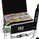 Brled 262 Colors Alcohol Markers with Free App, Chisel & Fine Tip Alcohol-Based Marker Set for Adults, Dual Tip Artist Markers for Drawing, Coloring Illustration, Painting and Great Gift Idea