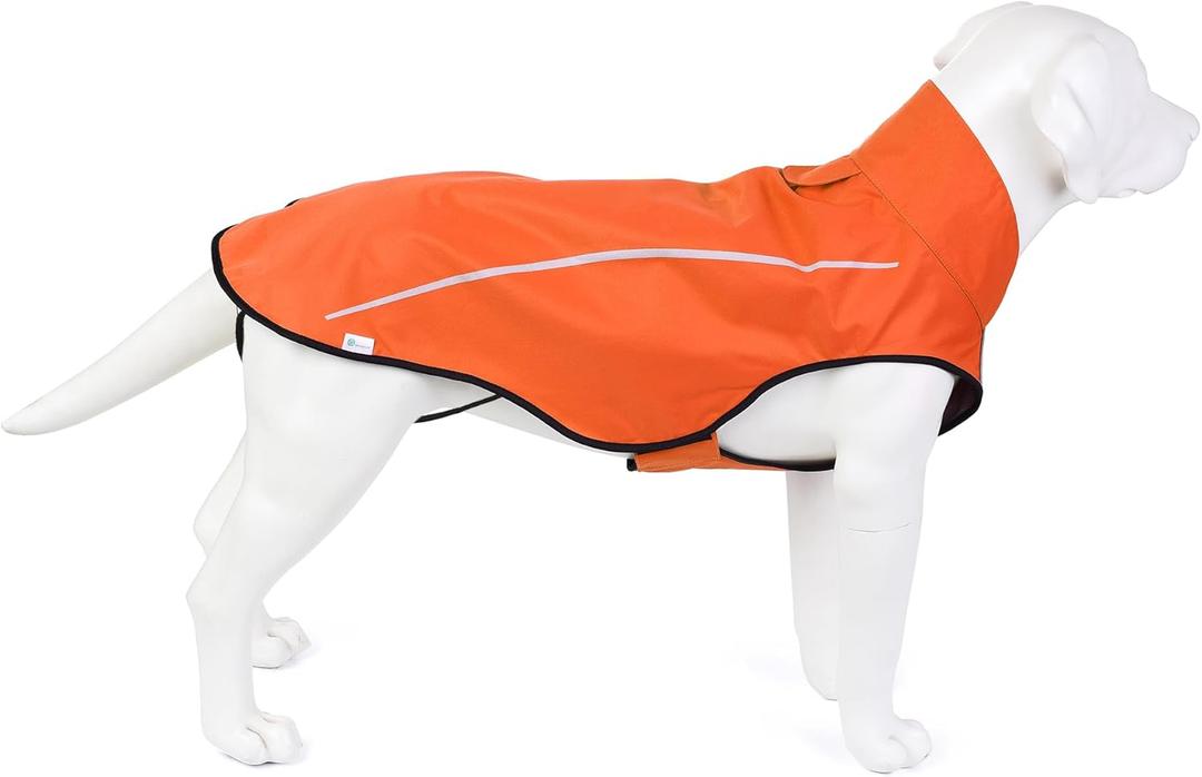 Mile High Life Dog Raincoat, Adjustable Waterproof Reflective Rain Jacket for Small Medium Large Dogs, Lightweight Breathable Pet Rain Coat with Leash Hole(Orange, Large Chest 32-40")