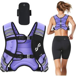 Weighted Vest for Men and Women: Sportneer 12lbs Weight Vest with Reflective Stripe Running Vest with Pocket for Cardio Workout Strength Training Fitness Muscle Building Weight Loss Weightlifting
