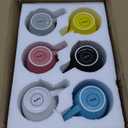 Bruntmor 6 Pack Large Coffee Mug Set - Large-sized Ceramic Drinking Cup for Coffee, Tea, Juice - Colorful Dinnerware Cups - Assorted Colored Mugs - Dishwasher Microwave Safe, 8 oz