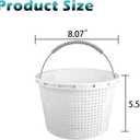 8" Pool Skimmer Basket for Inground Pool Compatible with Pentair U-3 Skimmer Basket 08650-0007 and Hayward SP1070 SPX1070E Pool Basket ，Stainless Steel Handle，Rubber Grip & Built in weighting，White