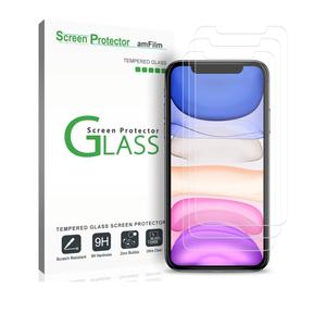 amFilm Screen Protector Glass for iPhone XR, Apple iPhone XR display With Easy Installation Tray, Tempered Glass, 3 Pack