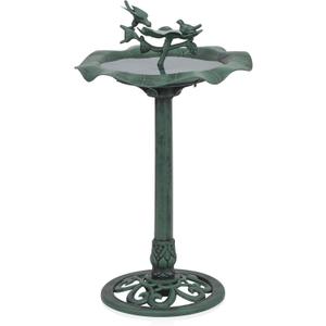 Alpine Corporation 33" Tall Outdoor Lotus Birdbath Yard Statue, Stunning Garden Accent to Attract Birds - Durable Polypropylene Construction for Patio, Deck, or Yard, Green