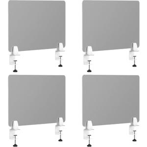 Desk Divider 4 Pcs Desk Privacy Panel 23.6''L x 15.8W'' Office Partitions Grey Acrylic Panel Pack of 4 Desk Divider Partition with Adjustable Universal Base
