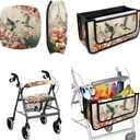 LedBack Hummingbird Floral Mobility Scooter Accessories Sets Walker Seat Rollator Seat Cushion Back Cover for Seniors Universal Walker Storage Basket