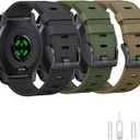 for Garmin Instinct Watch Band, Rugged Nylon Replacement Strap for Instinct 2 Instinct 3 45mm, Compatible with Garmin Instinct Solar, Tactical, Tide Esports, Sport Outdoor Work Use Replacement Band (3 Pack Black+Khaki+Green (Black Buckle))