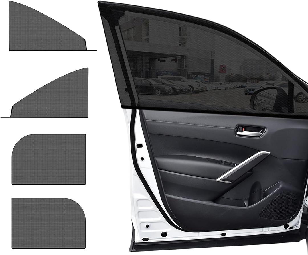 Ohleats 4 PCS Car Window Shades, Auto Front Rear Side Window Sun Shades for Block Heat & UV Protection, Breathable Mesh Baby Window Screen Covers, Universal Car Accessories (Car)