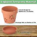 JUXYES Pack of 6 Small Terracotta Orchid Pots with Holes and Saucers, 4-Inch Clay Planter Pots for Indoor and Outdoor Use, Promotes Air Circulation