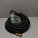 PowerFlow Garden Hose, NON-EXPANDABLE 75 Feet Premium Quality Stainless Steel Metal Water Hose with Durable Fabric Skin, Hose For Commercial, Residential Use, Bonus 10-way Spray Nozzle (75 Ft, Black)