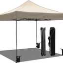 10x10 Heavy Duty Canopy Pop Up Commercial Canopy Tent, Vendor Tent with 400D Oxford Fabric for Camping Outdoor Events Parties Weddings, UPF 50+ Waterproof (Khaki)