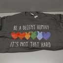 LGBT Heart Retro Be A Decent Human It's Not That Hard T-Shirt (Gray, 4XL)