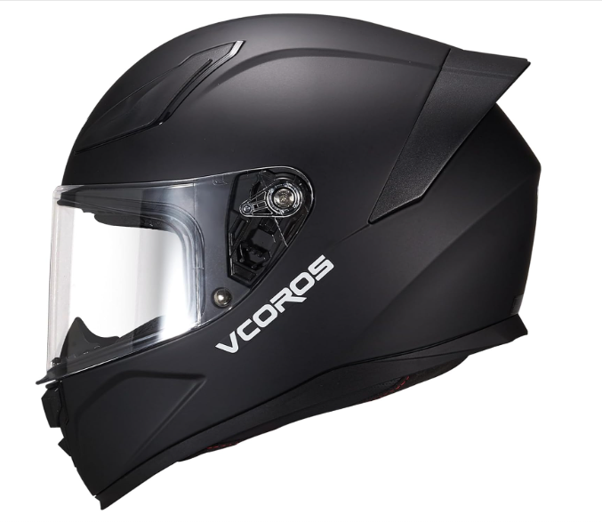 VCOROS Motorcycle Full Face Helmet for Unisex-Adults DOT Approved WS-609 Motorbike Street Bike Racing Helmets, Black, Medium