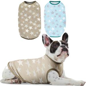 Dog Shirts Quick Dry Summer Cooling Star Printing Dogs T-Shirt,Deep Green+Light Blue L