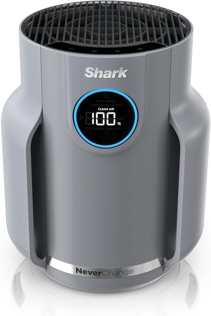 Shark Air Purifier for Home, NeverChange Compact Pro, for Bedroom, Nursery, Home Office, Dorm, HEPA-Exceeding Filter, Captures Pollutants, Pet Dander, Dust, Odor, Smoke, and More, HP071BRN, Winter Fog (Winter Fog (250 sq. ft))