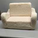 Kids Sofa, 2-in-1 Flip-Out Foam Couch with Soft Sherpa Cover, Cozy Play Lounge Chair, Cream (Medium)