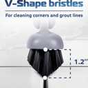 DSV Standard Grout Scrub Brush with Long Handle, 50'' Tile Grout Scrubber, V-Shape Crevice Cleaning Brush for Hard to Reach Areas, 180 Rotation Grout Cleaner for Tile Floors, Baseboards and Corners