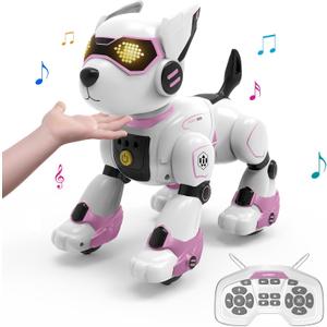 Remote Control Robot Dog for Girls, Smart Interactive Programmable RC Dog, Girl Robot Toy Pink Puppy Music Dancing Pet, Christmas Birthday Gift for Kids Ages 4-10